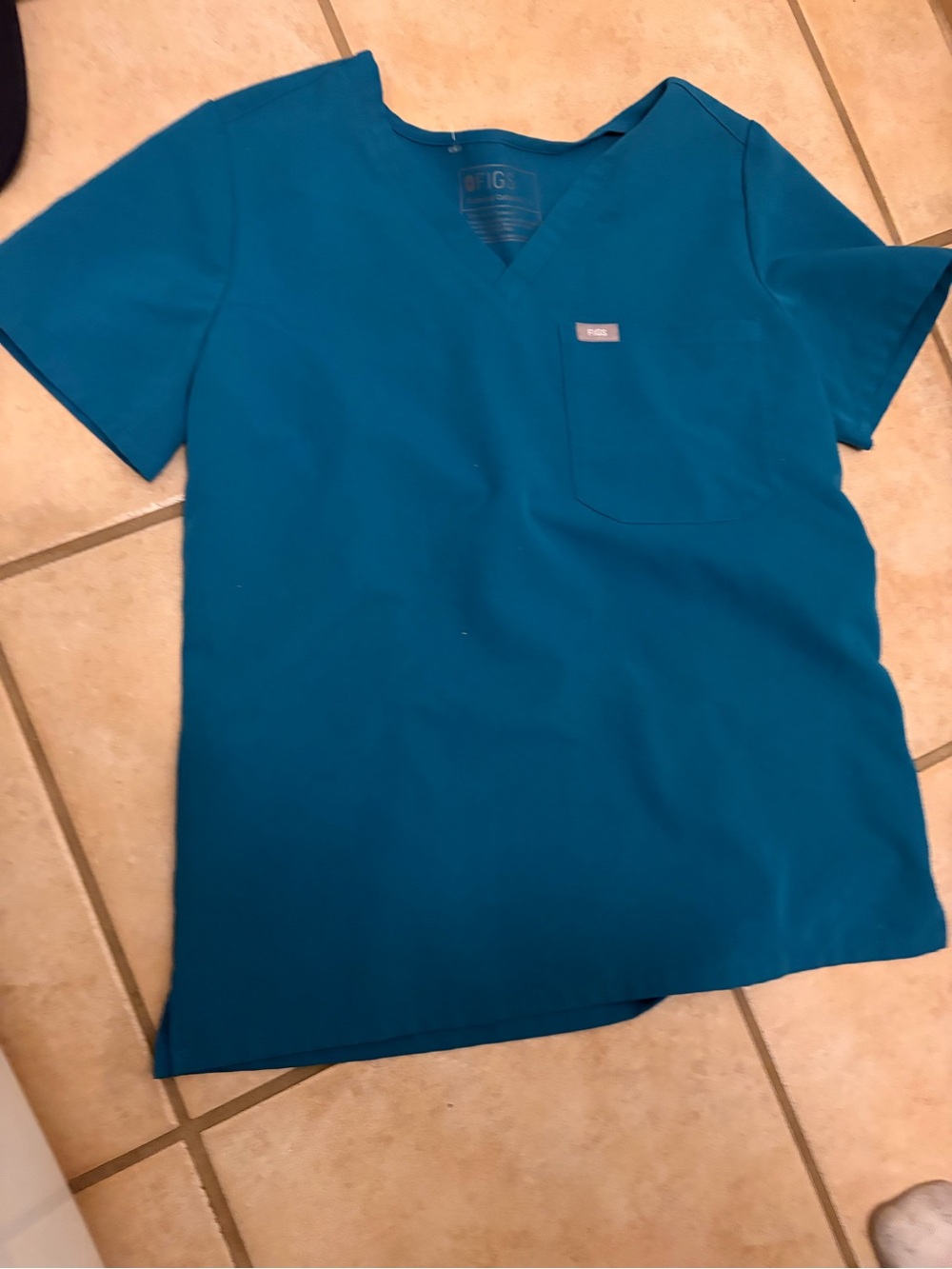 Womens FIGS Teal V-Neck Catarina Scrub Top